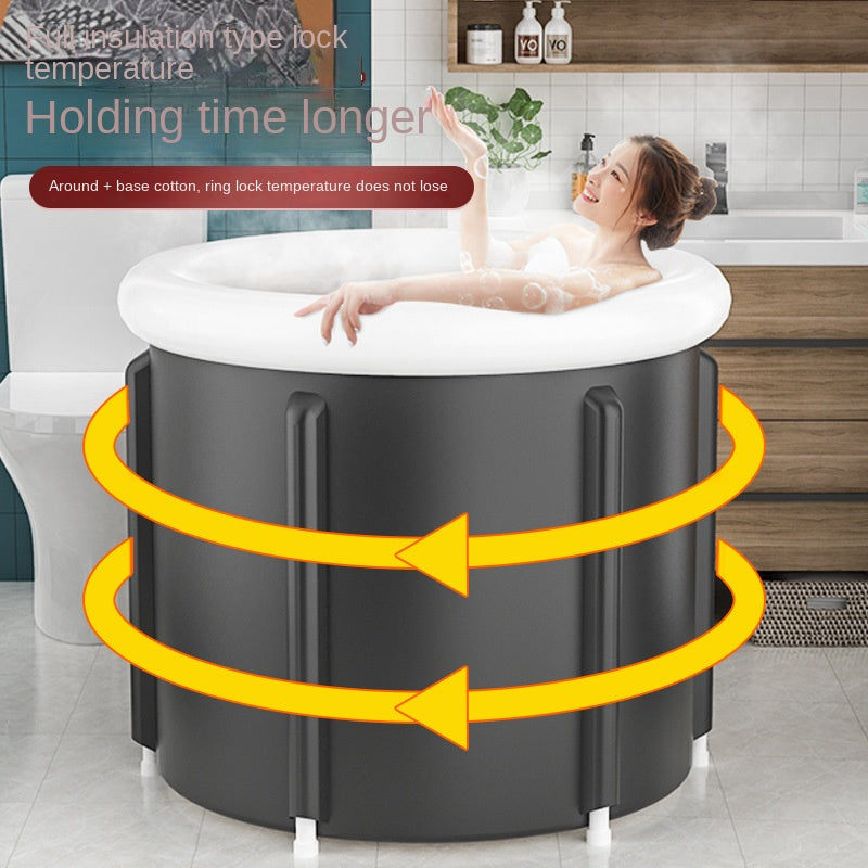 Seau de bain pliable large Black Ice - baignoire SPA rembourrée en PVC