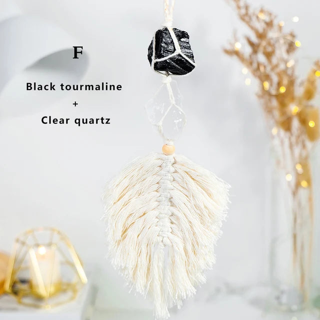 Pendentif attrape-rêves en améthyste fait main pour la décoration intérieure