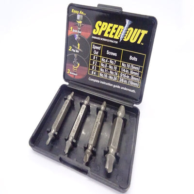 4pc/set Speed Out Core Drill bit Damaged Screw Extractor Remover Drill For Removing Any stripped screw (phillips, Flat, Hex) - Korvel