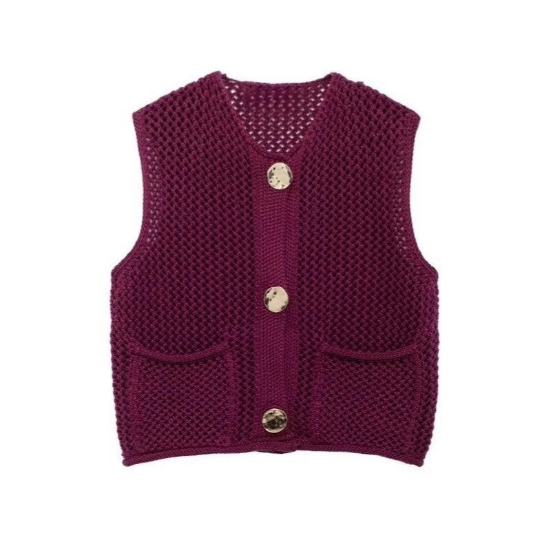 Versatile Crochet Hollow Vest in Solid Colors