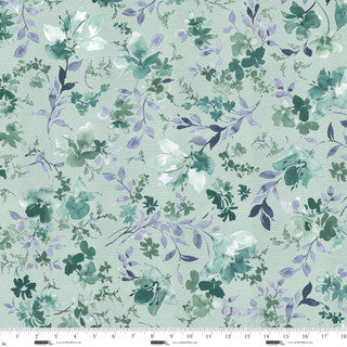 Tela de algodón de fondo ancho celadón Garden Whispers de 118"