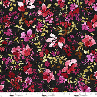 Tela de algodón negra Garden Whispers de 118" por yarda