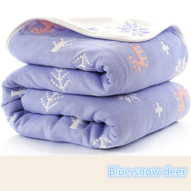 Premium Muslin Cotton Baby Receiving Blanket - 6 Layers Thick