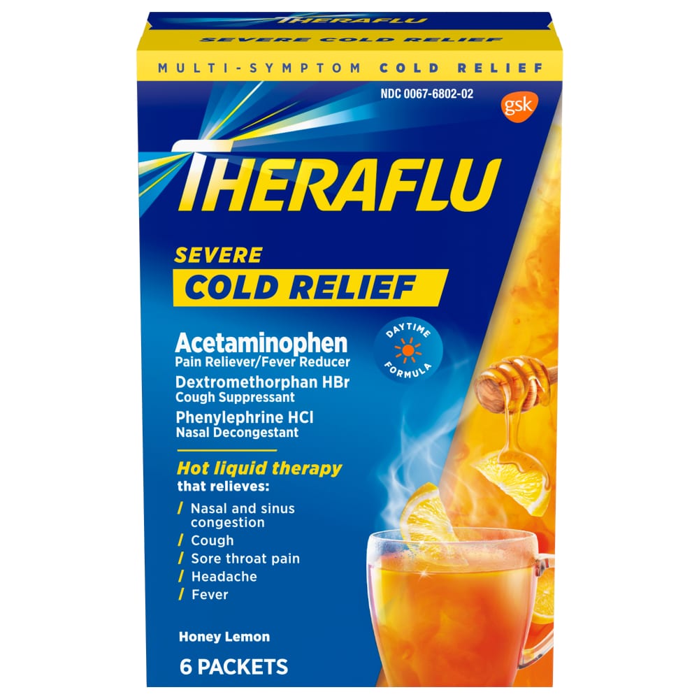 Paquetes de Alivio del Resfriado Theraflu con Acetaminofén - Sabor a Miel y Limón