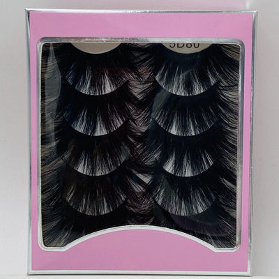 5D 25mm 5 Pairs Mink Eyelashes Multi-Layer Lengthening Thick Thickened False Eyelashes - Korvel