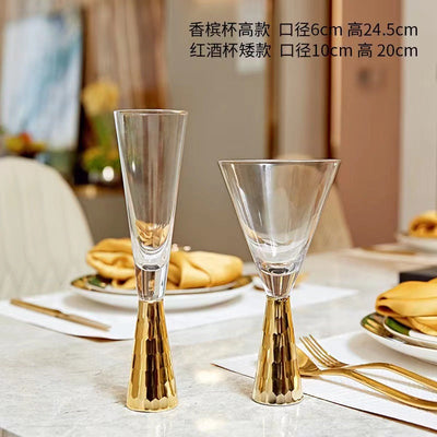 High-end Glass Wine Glasses Golden Wine Glasses Family Party Champagne Glasses Bar Whiskey Cocktail Glasses Martini Glasses - Korvel