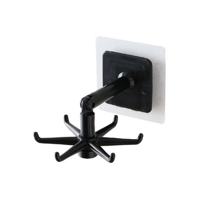 360 Degrees Rotated Kitchen Hooks Self Adhesive 6 Hooks Home Wall Door Hook Handbag Clothes Ties Bag Hanger Hanging Rack - Korvel