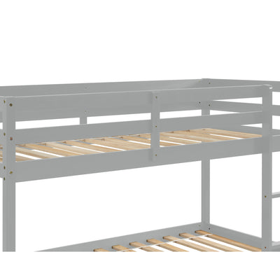 Twin over Twin Floor Bunk Bed,Grey - Korvel