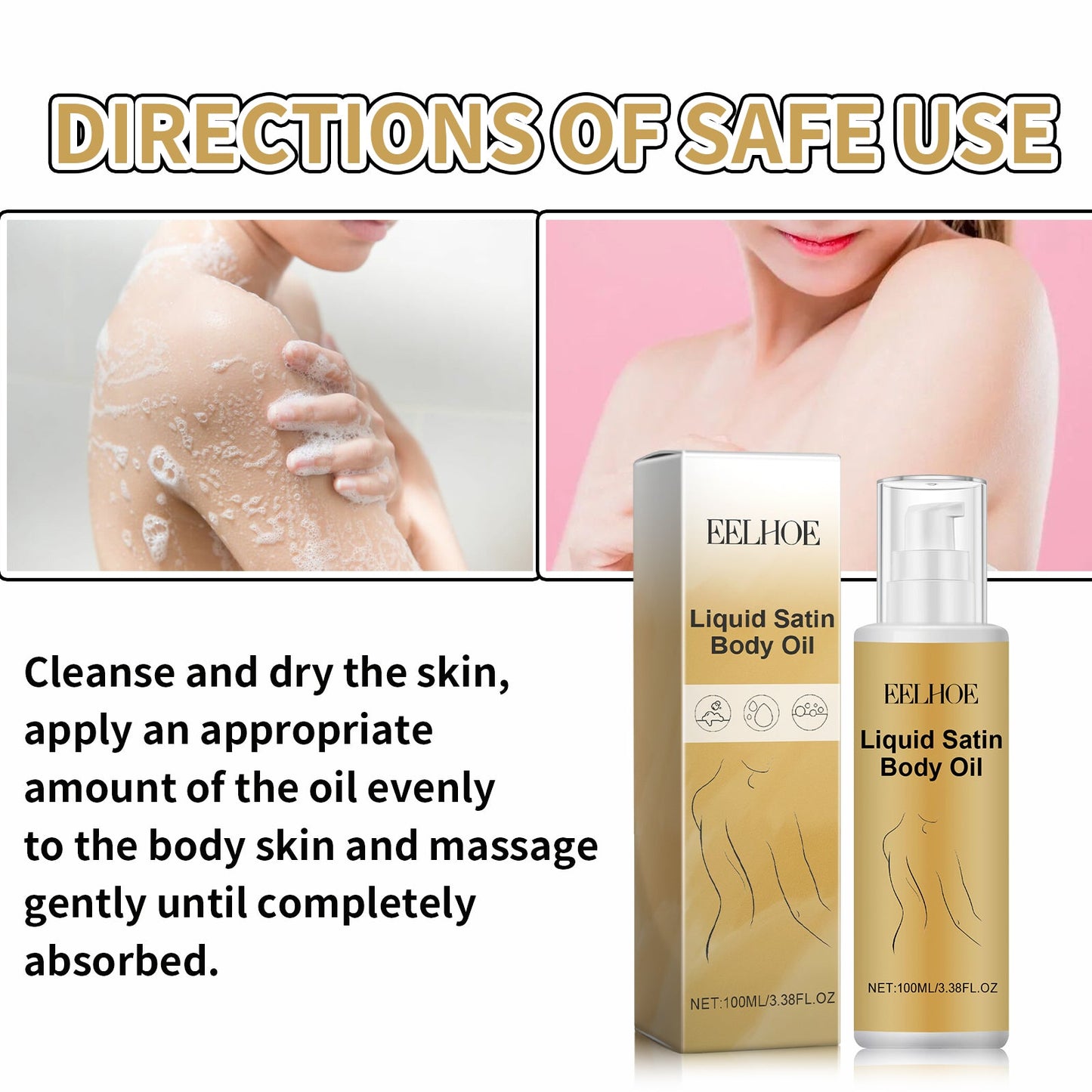 Liquid Satin Body Oil, Deeply Moisture Reduce Wrinkle Skin Flabby Elastic - Korvel
