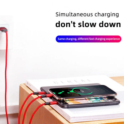 1.2M Charging Cable 3 In 1 USB Type C Charger Cord MultiPort Micro Cable For iPhone 15 14 Pro Max Samsung Galaxy Xiaomi 12 - Korvel