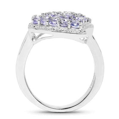 Bague en cluster en tanzanite véritable de 1,63 carat en argent sterling