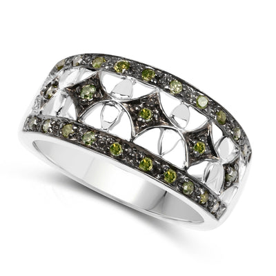 0.32 Carat Genuine Green Diamond Sterling Silver Ring