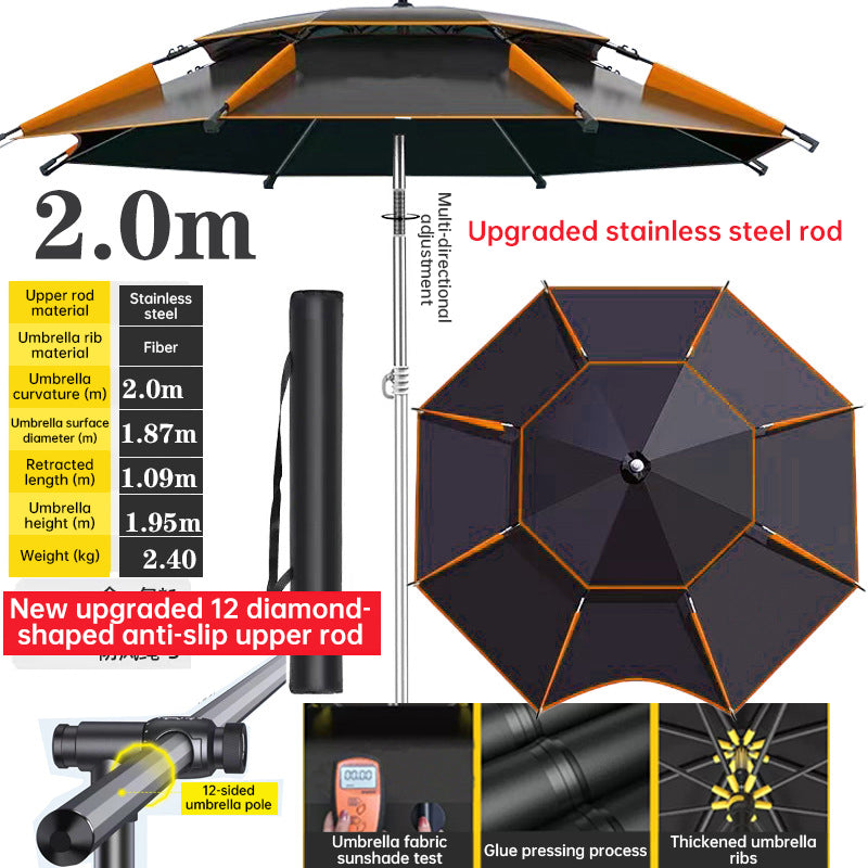 360° adjustable fishing sun umbrella: anti-UV, rainproof, portable large outdoor shade. - Korvel