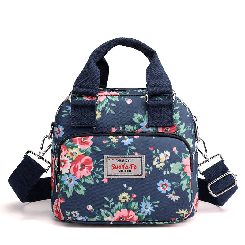 Printed Travel Water-Resistant Nylon Multi-Pocket Tote Bag