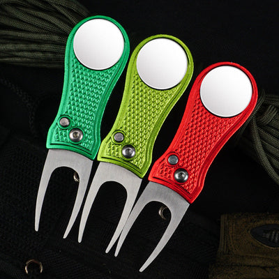 Golf Green Fork Aluminum Handle Folding Spring Repair Tool Gift New - Korvel