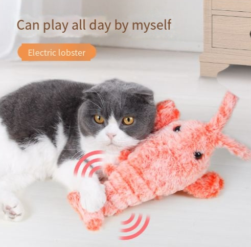 Pet Toy Gravity Jumping Shrimp Electric Simulation Lobster USB Charging Teasing Dog Cat Self Fun Soothing Tool - Korvel