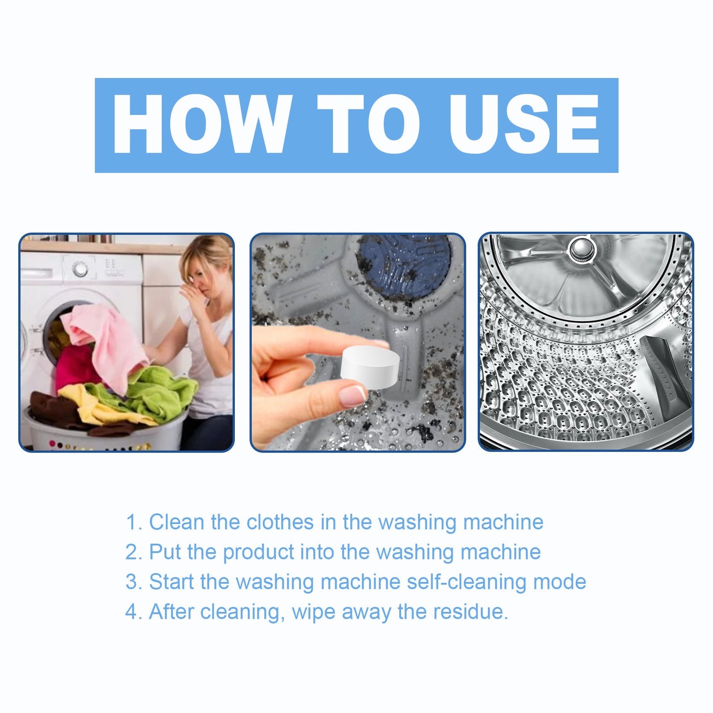 Washing Machine Cleaning Tablets, Washing Machine Slot Automatic Drum Cleaning Dirt And Odor Cleaning Tablets - Korvel