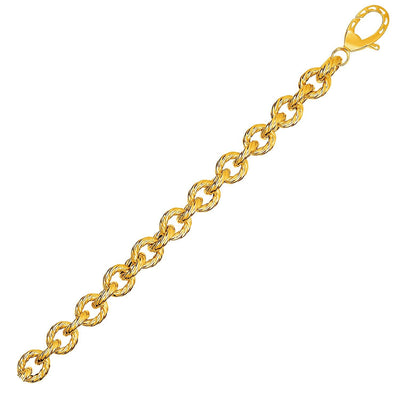 Pulsera de eslabones ovalados texturizados en oro amarillo de 14k