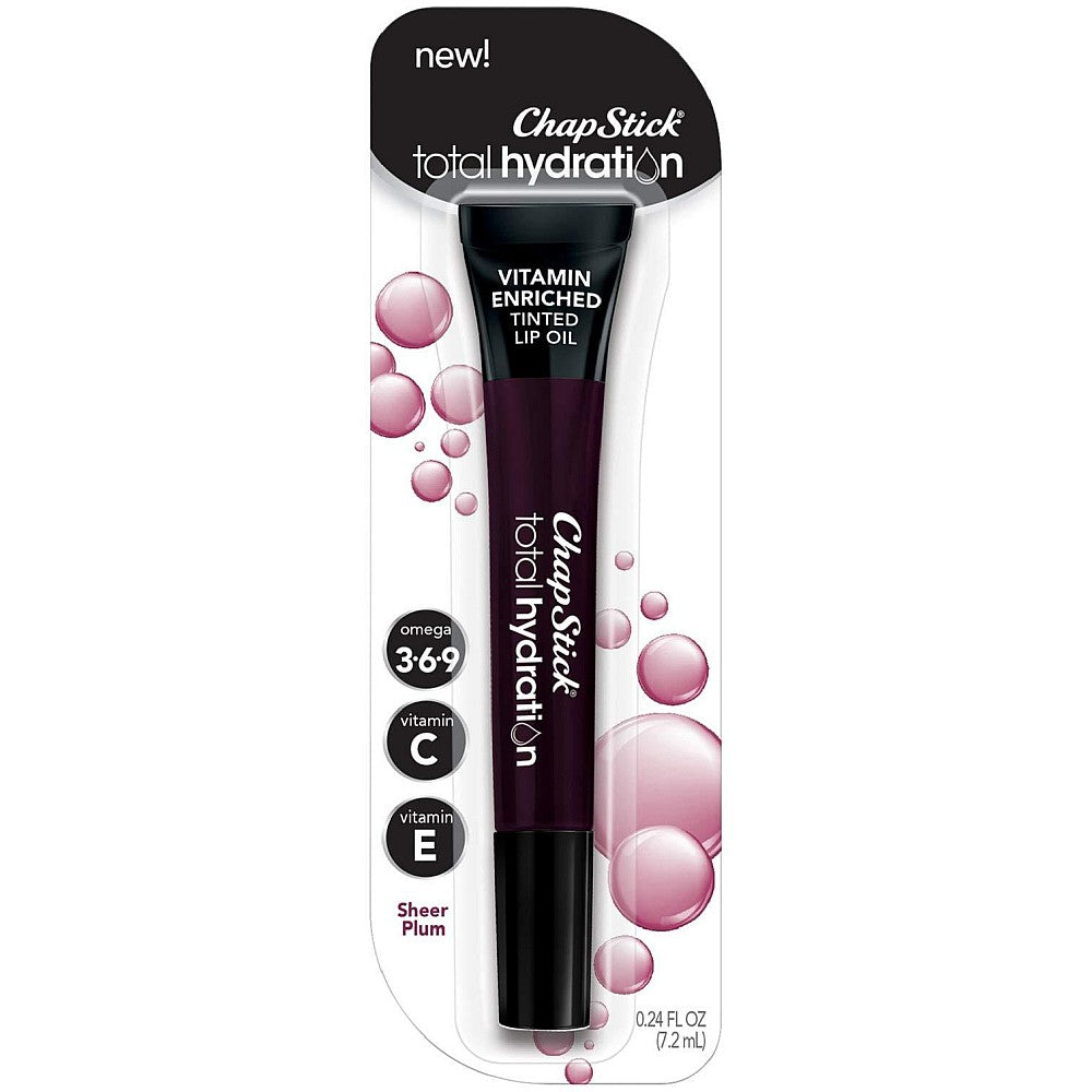 ChapStick Total Hydration Tinted Sheer Plum Lip Oil, 0.24 Oz