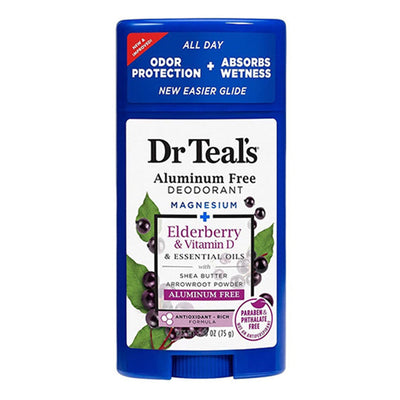 Dr. Teal's Aluminum Free Deodorant, Elderberry & Vitamin D, 2.65 Oz