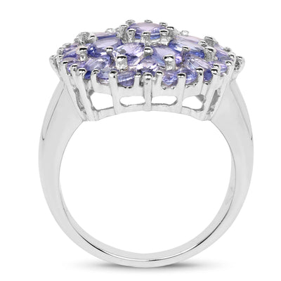 Bague de fiançailles en argent sterling avec tanzanite véritable de 2,79 carats
