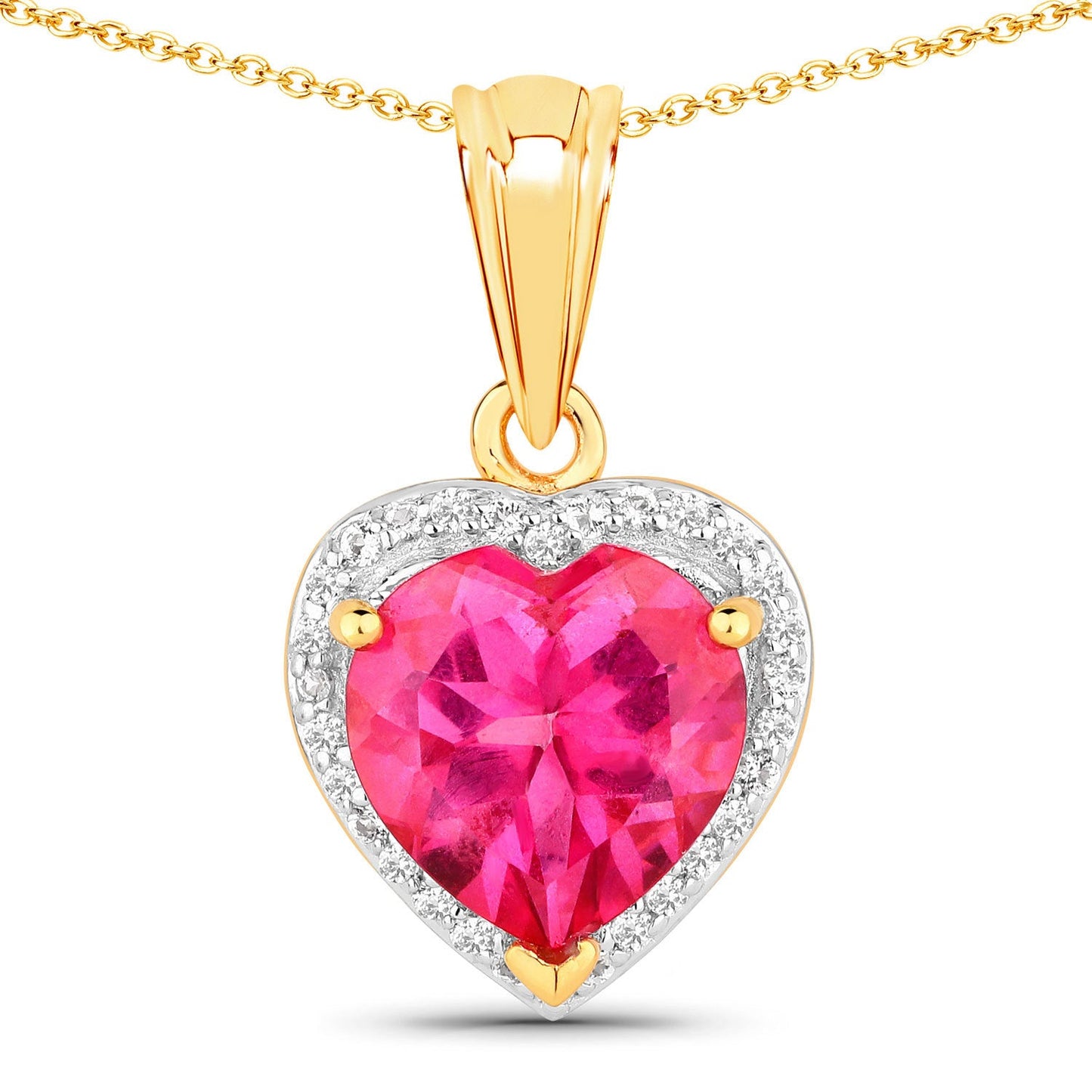 Pendentif en argent sterling avec topaze rose et topaze blanche de 4,74 carats