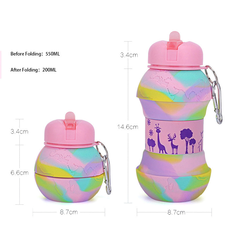 Earth Silicone Portable Water Bottle - Leak-proof & Foldable