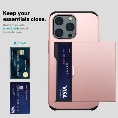 Applicable iphone 14 phone case Apple 13 slider insert card 2 in 1 anti-drop 12Pro wallet case XR - Korvel