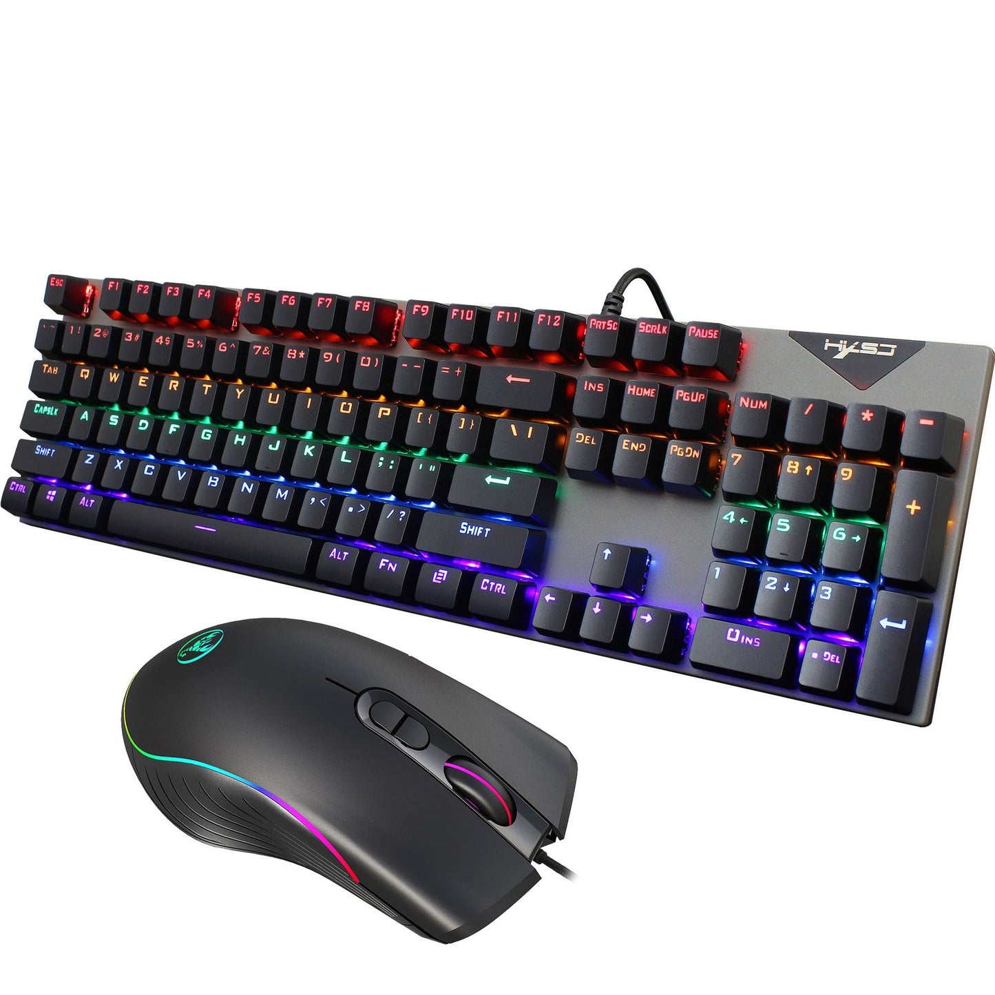 Suspended keycaps with real mechanical feel illuminated RGB keyboard and mouse game 104 keyboard and mouse wired set - Korvel