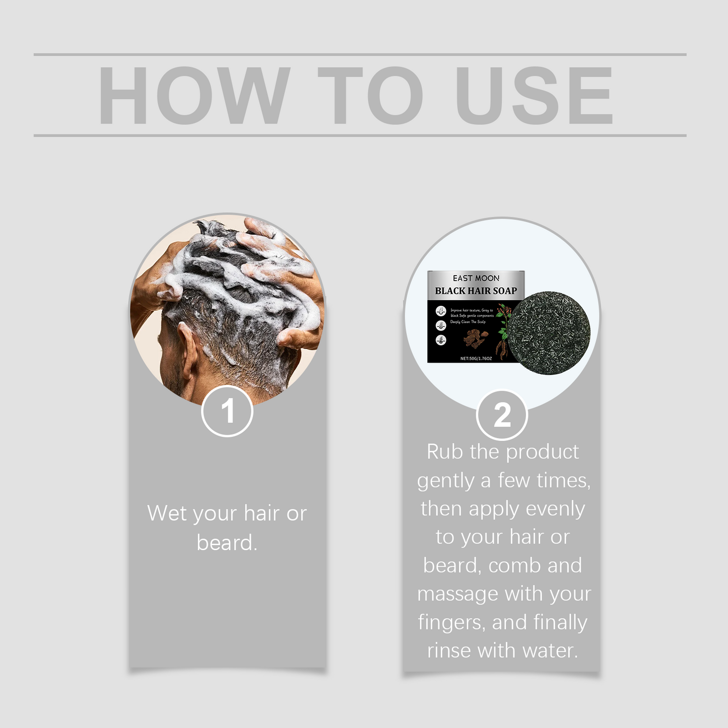 Jabón para el cabello negro de carbón de bambú para hombres