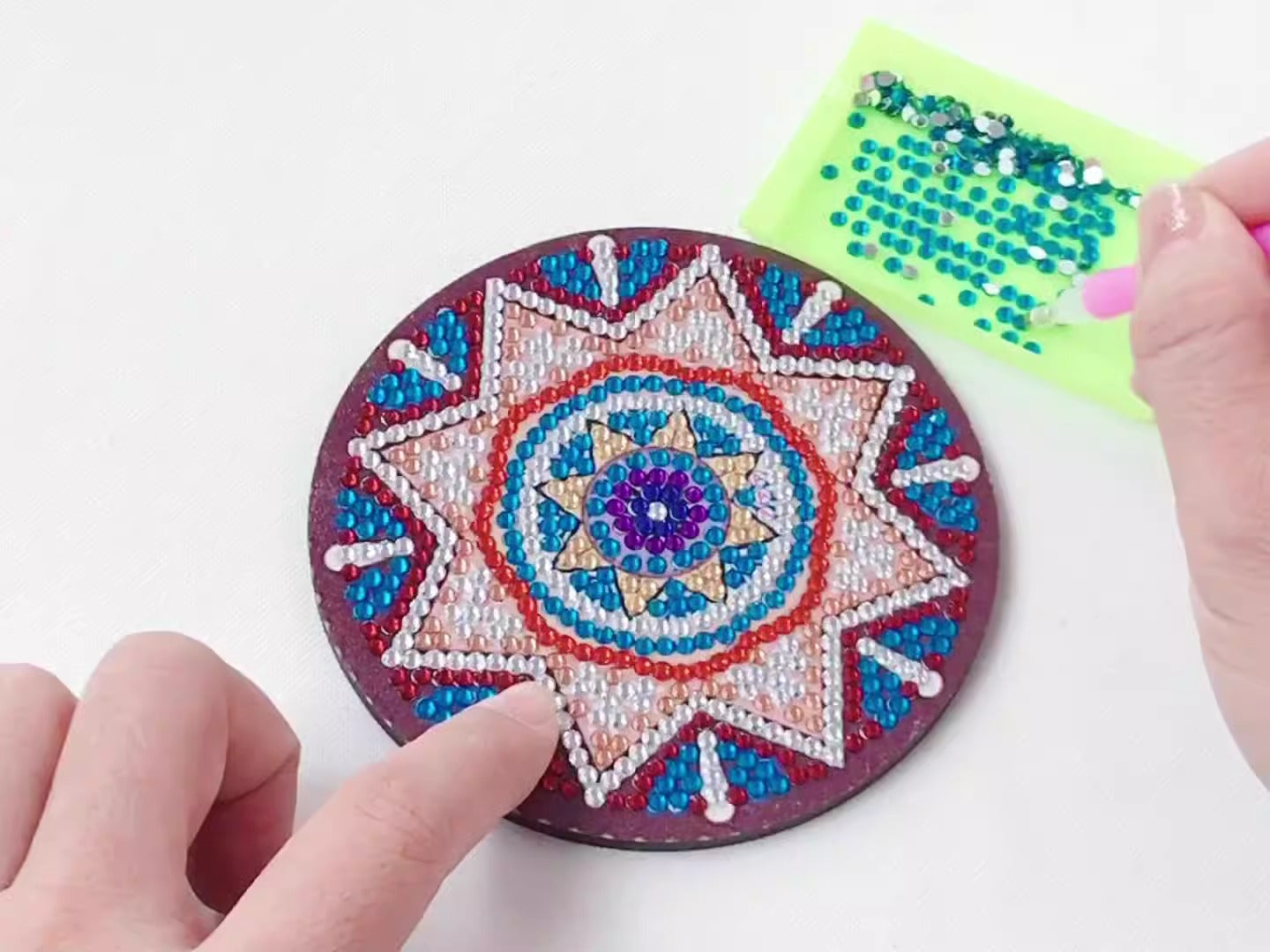 New DIY Diamond Painted Coaster Mat Set of 12 with Datura Pattern (Free Storage Shelf) - Korvel
