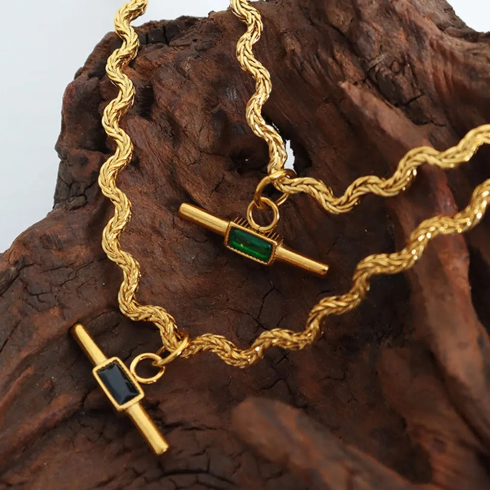 Collier Pendentif en Verre en Acier Inoxydable Élégant