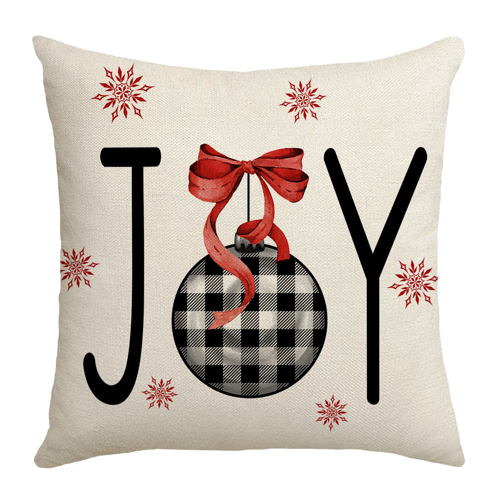 Grid Christmas linen pillowcase, Christmas tree snowflake home decoration pillowcase, sofa cushion pillowcase - Korvel