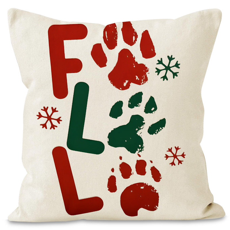Christmas striped pillow cover linen black cat print pillowcase home holiday decoration cushion cover - Korvel