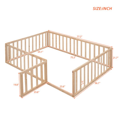 Full Size Wood Daybed Frame with Fence Natural(OLD SKU:WF289662AAM) - Korvel