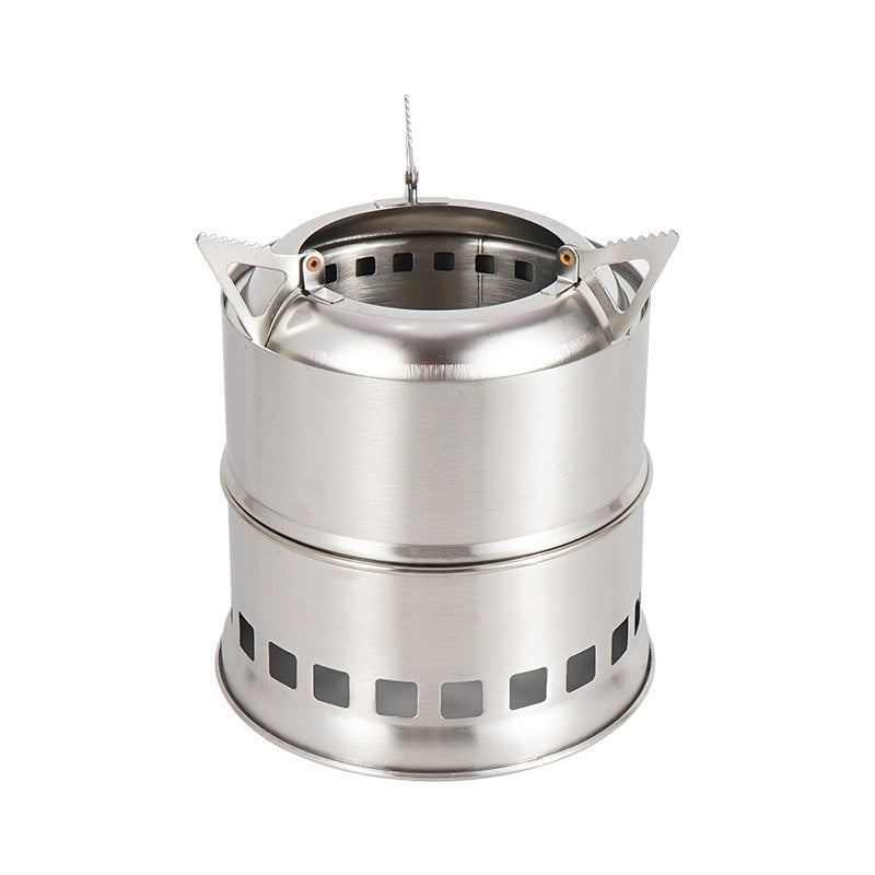 Outdoor Firewood Stove Stainless Steel Barbecue Grill Wood Charcoal Solid Alcohol Heater Warming Furnace - Korvel