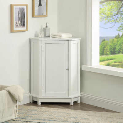 Modern White Triangle Corner Bathroom Cabinet with Adjustable Shelf