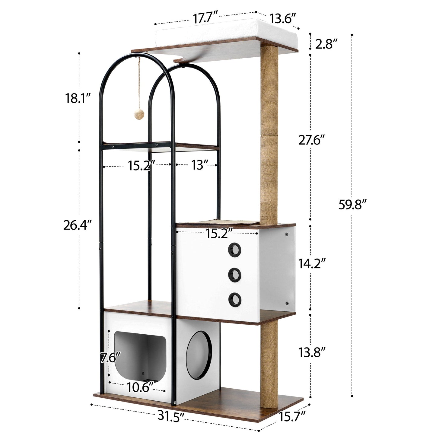 Modern Multi-Level Cat Tree with Scratching Posts and Caves