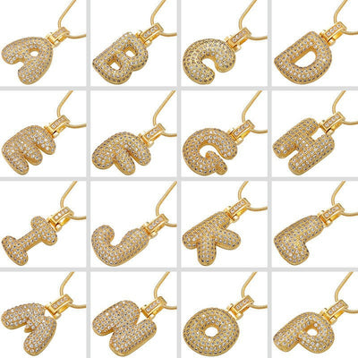 Fashion 26 Letters Necklace Custom Name Pendant Charm For Men And Women A-Z Alphabet Cubic Zircon Hip Hop Jewelry Gift - Korvel