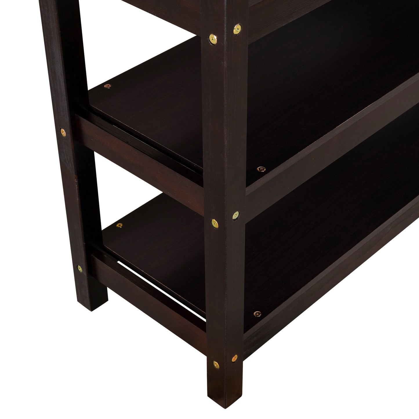 Full Size Loft Bed with Storage Shelves and Under-bed Desk Espresso - Korvel
