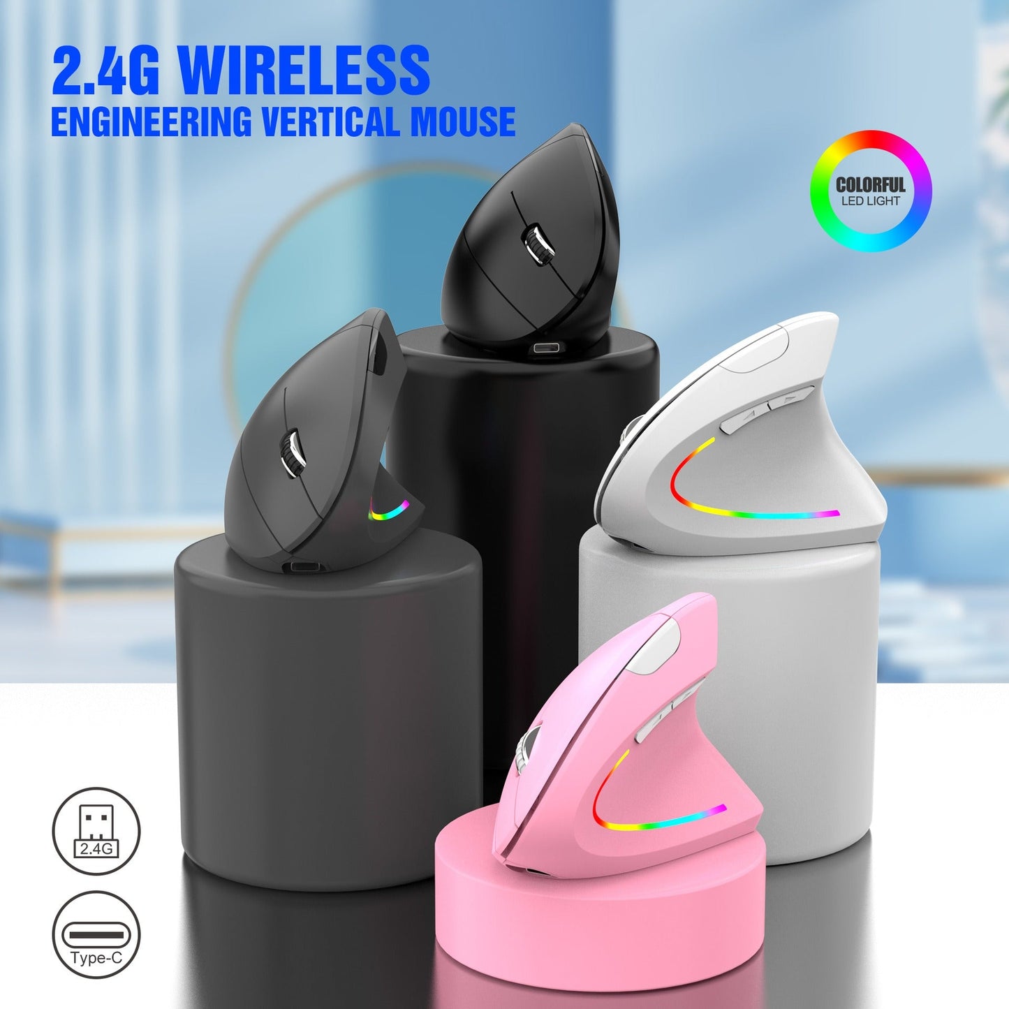Souris verticale sans fil 2.4G pour un confort accru