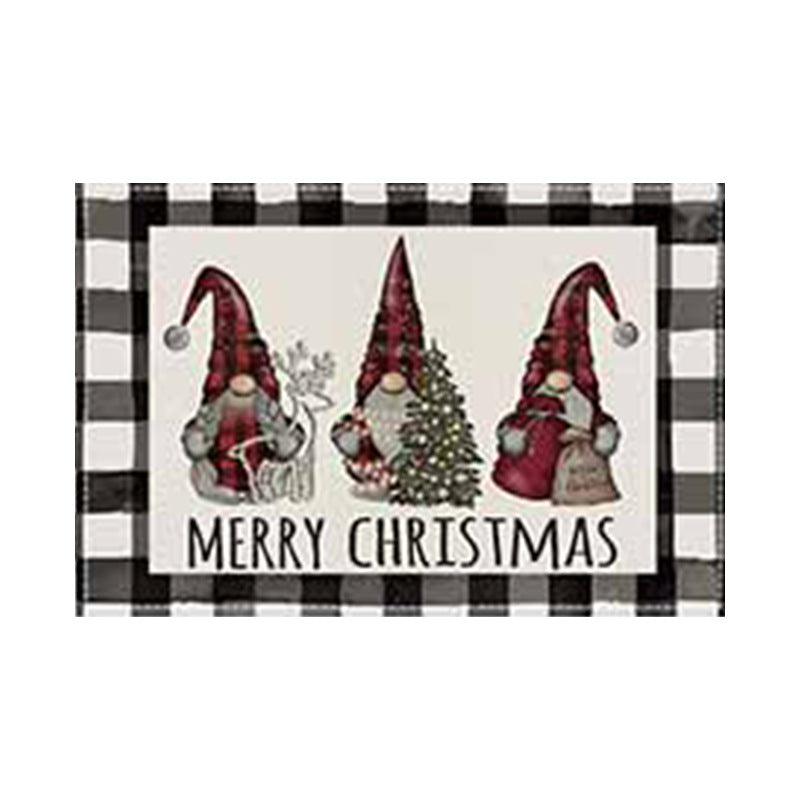 Christmas Snowman Linen Meal Mat Snowflake Grid Printed Table Mat Christmas Party Decoration Insulation Mat Holiday Decoration - Korvel