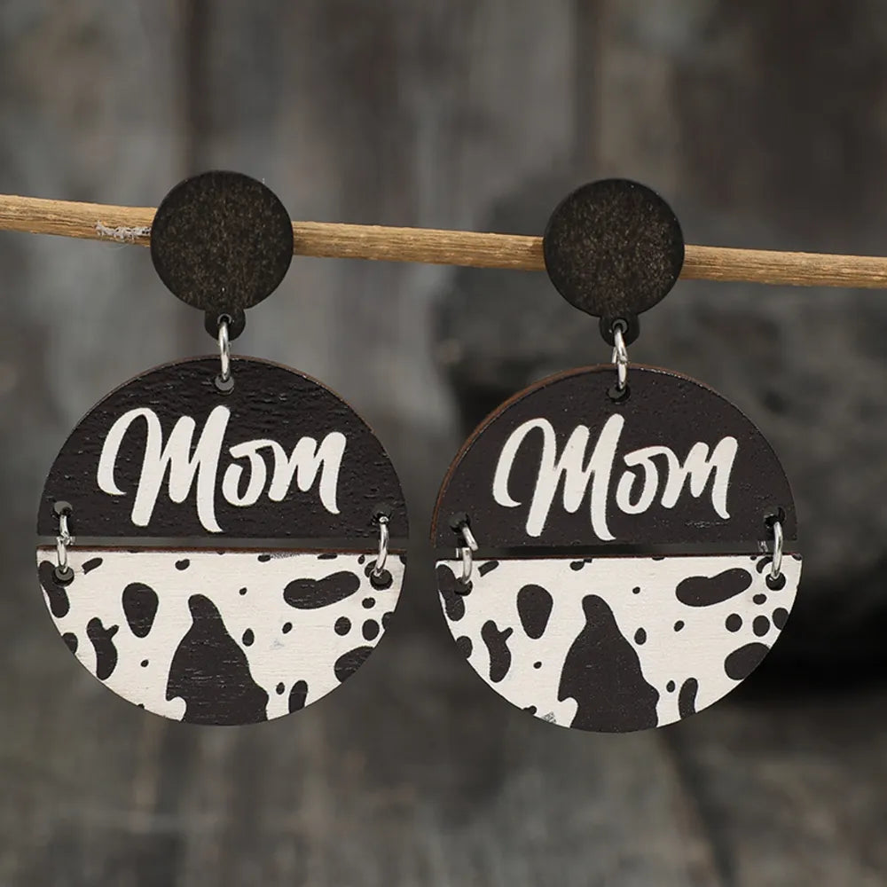 Elegant Alloy Wooden Dangle Earrings