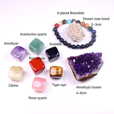 Natural crystal quartz Seven Chakra Healing gemstone crystal original stone mineral specimen box Collection - Korvel