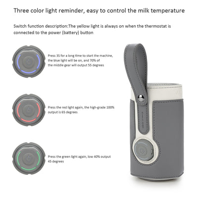 Warmer bag Warm milk bag leather three speed adjustable heating milk bottle bag car portable constant temperature heating cup sleeve - Korvel
