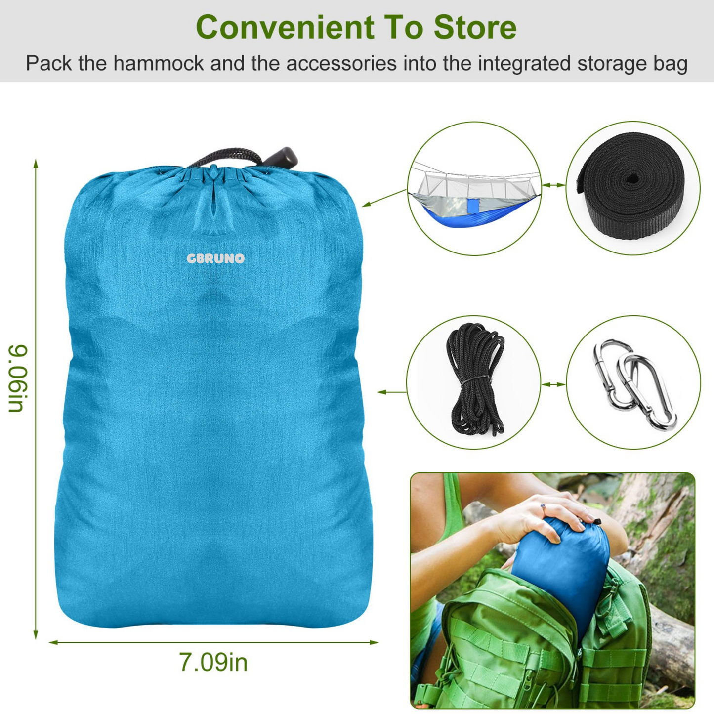 Hamaca de Camping Premium para 2 Personas con Capacidad de 600lbs y Red Antimosquitos