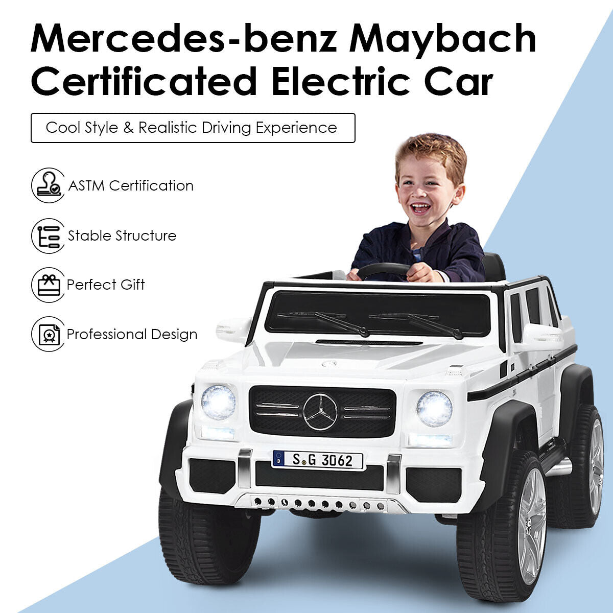 Coche de Paseo para Niños Licenciado Mercedes-Benz 12V - Blanco