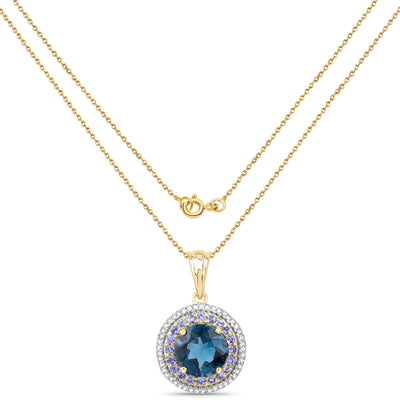 5.10 Carat Genuine London Blue Topaz & Tanzanite Pendant