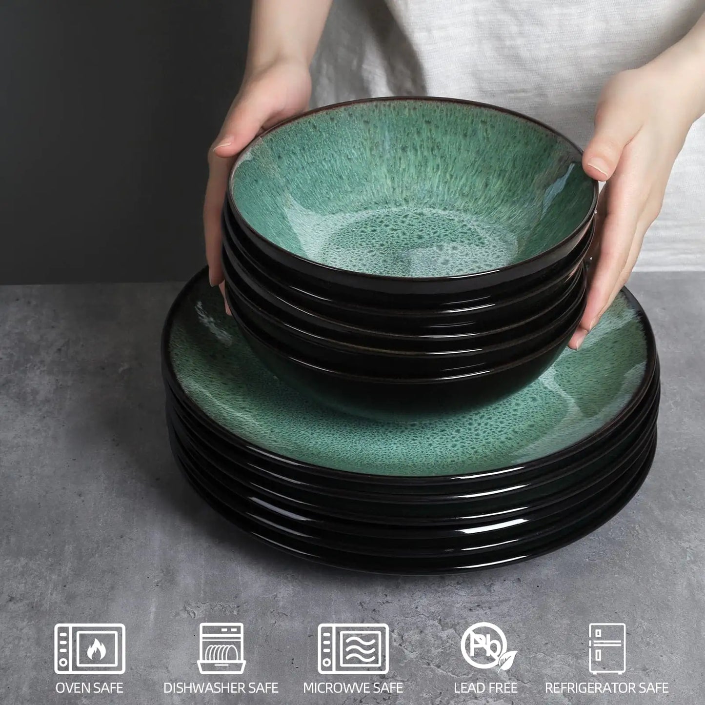 Juego de Platos de Cerámica Elegantes para Steak de 6 Piezas para Comidas Versátiles