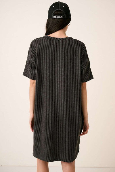 Urban Rib Knit Short Sleeve Tee Dress for Women